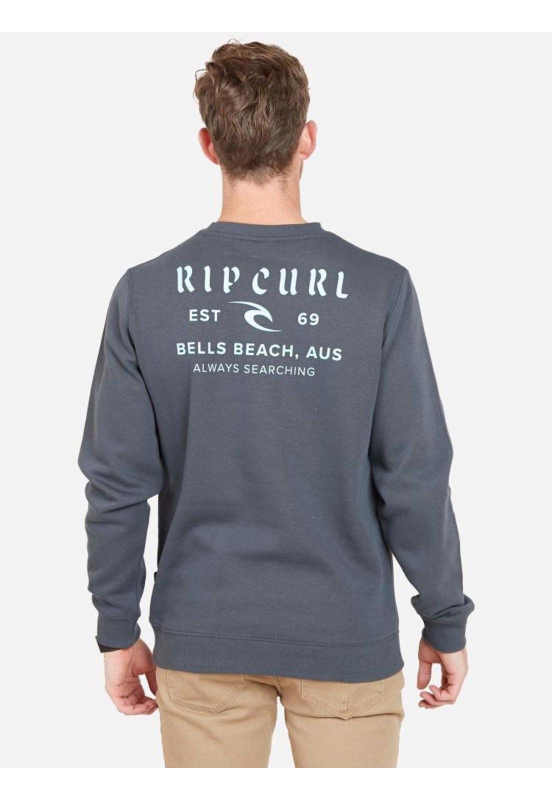 Poleron BELLS BEACH AUS CREW Hombre Gris Oscuro Rip Curl-1