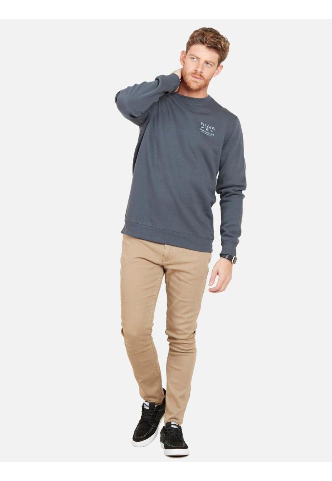 Poleron BELLS BEACH AUS CREW Hombre Gris Oscuro Rip Curl-4