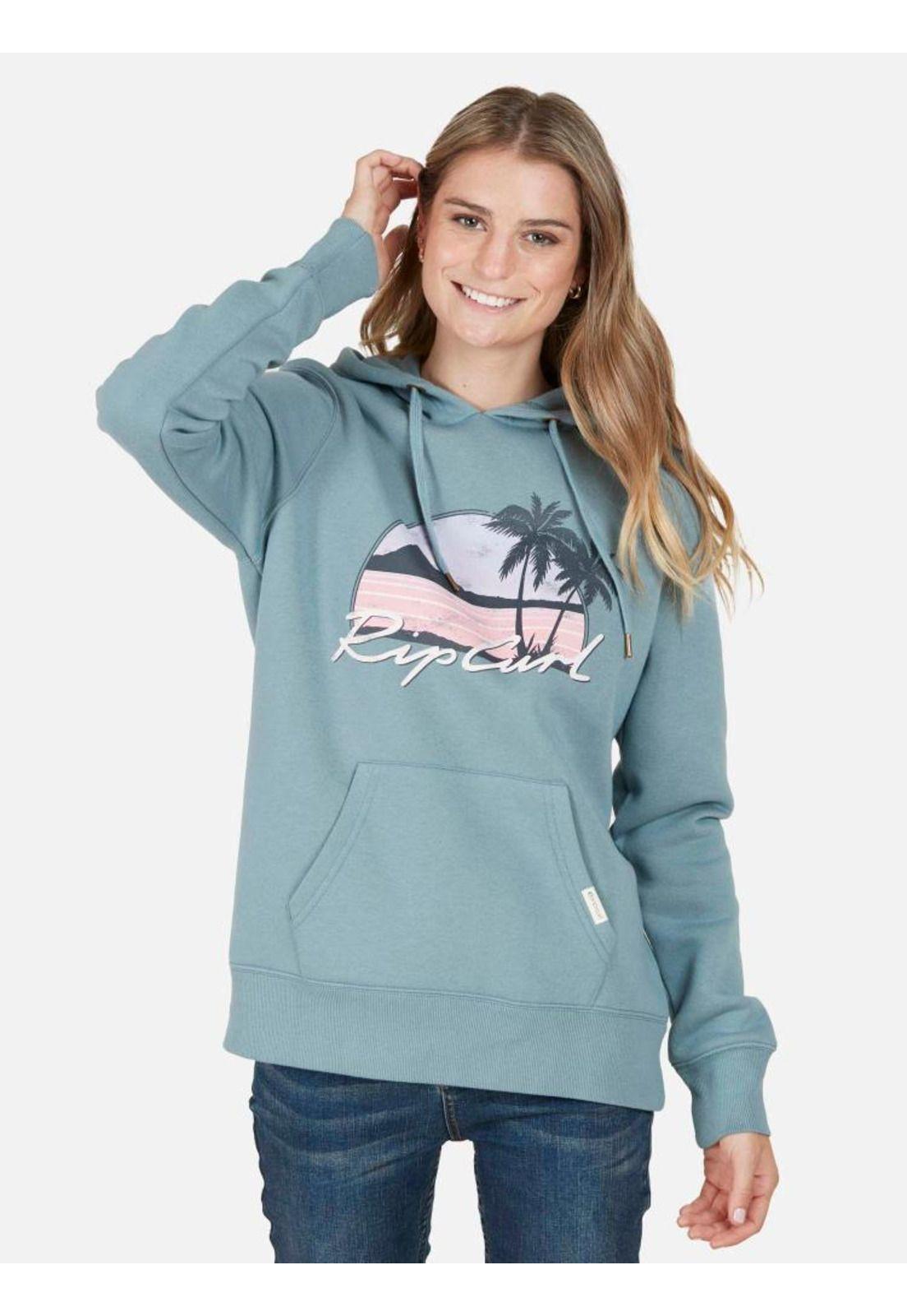 Poleron Canguro Beach Palms Mujer Azul Rip Curl-0