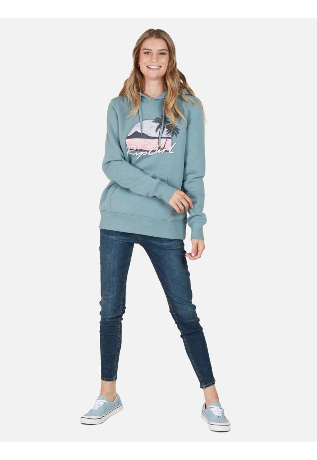 Poleron Canguro Beach Palms Mujer Azul Rip Curl-3