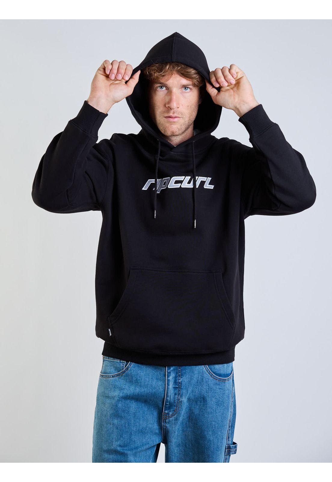 Poleron Canguro Tribal Negro Hombre Rip Curl-4