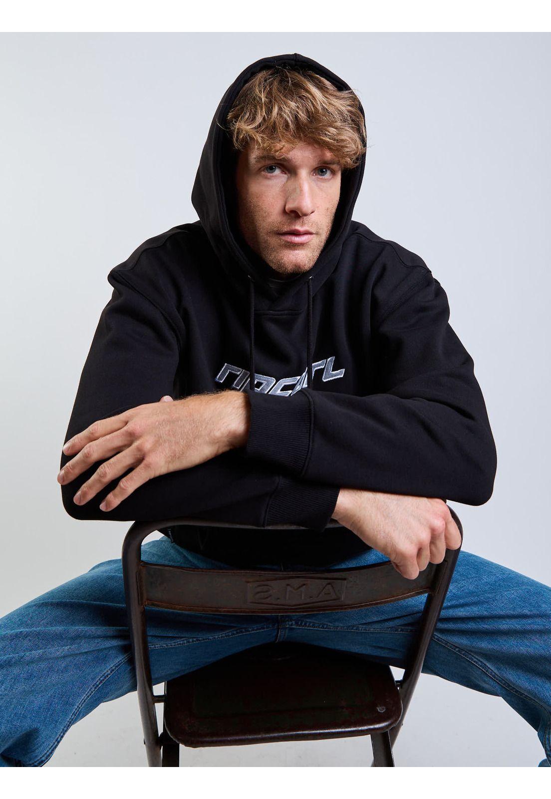 Poleron Canguro Tribal Negro Hombre Rip Curl-5