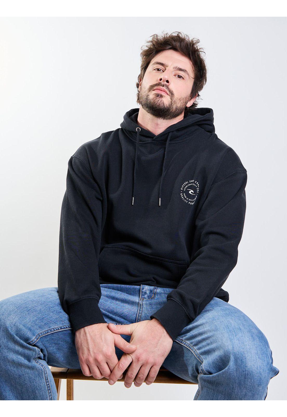 Poleron Canguro Lafken Negro Hombre Rip Curl-6