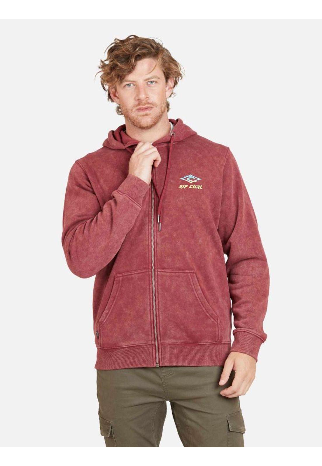 Poleron THE SEARCH FZ Hombre Rojo Oscuro Rip Curl-0