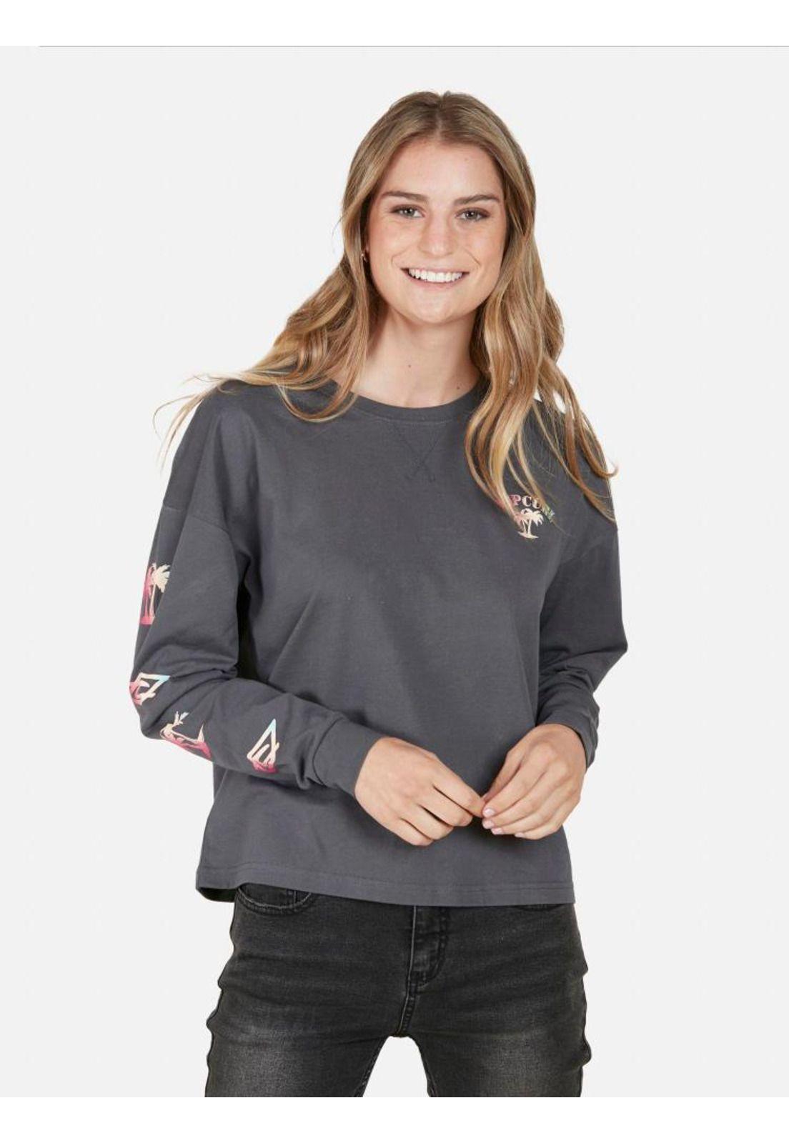 Polera ML Made by Surfers Mujer Gris Oscuro Rip Curl-0
