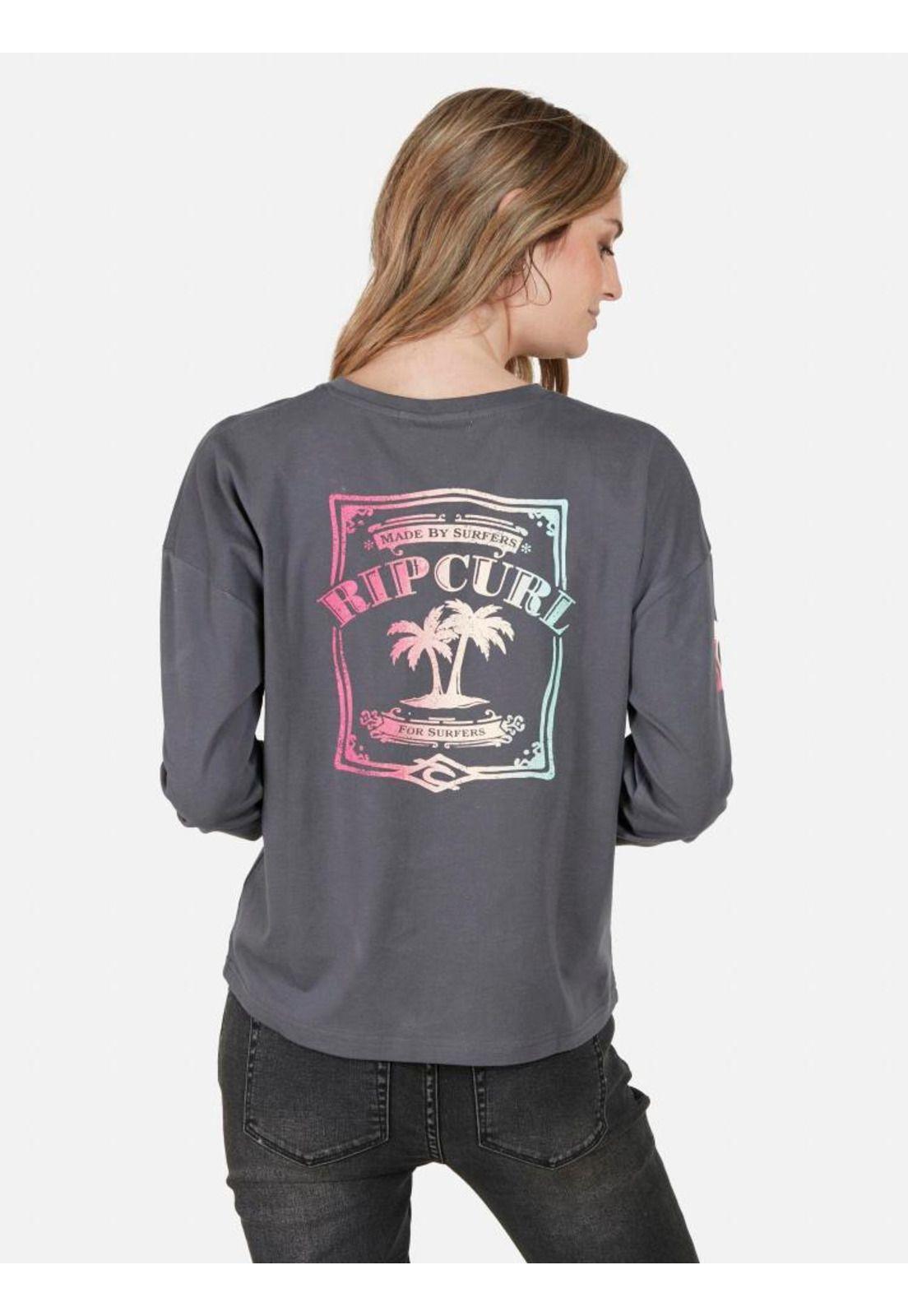Polera ML Made by Surfers Mujer Gris Oscuro Rip Curl-1