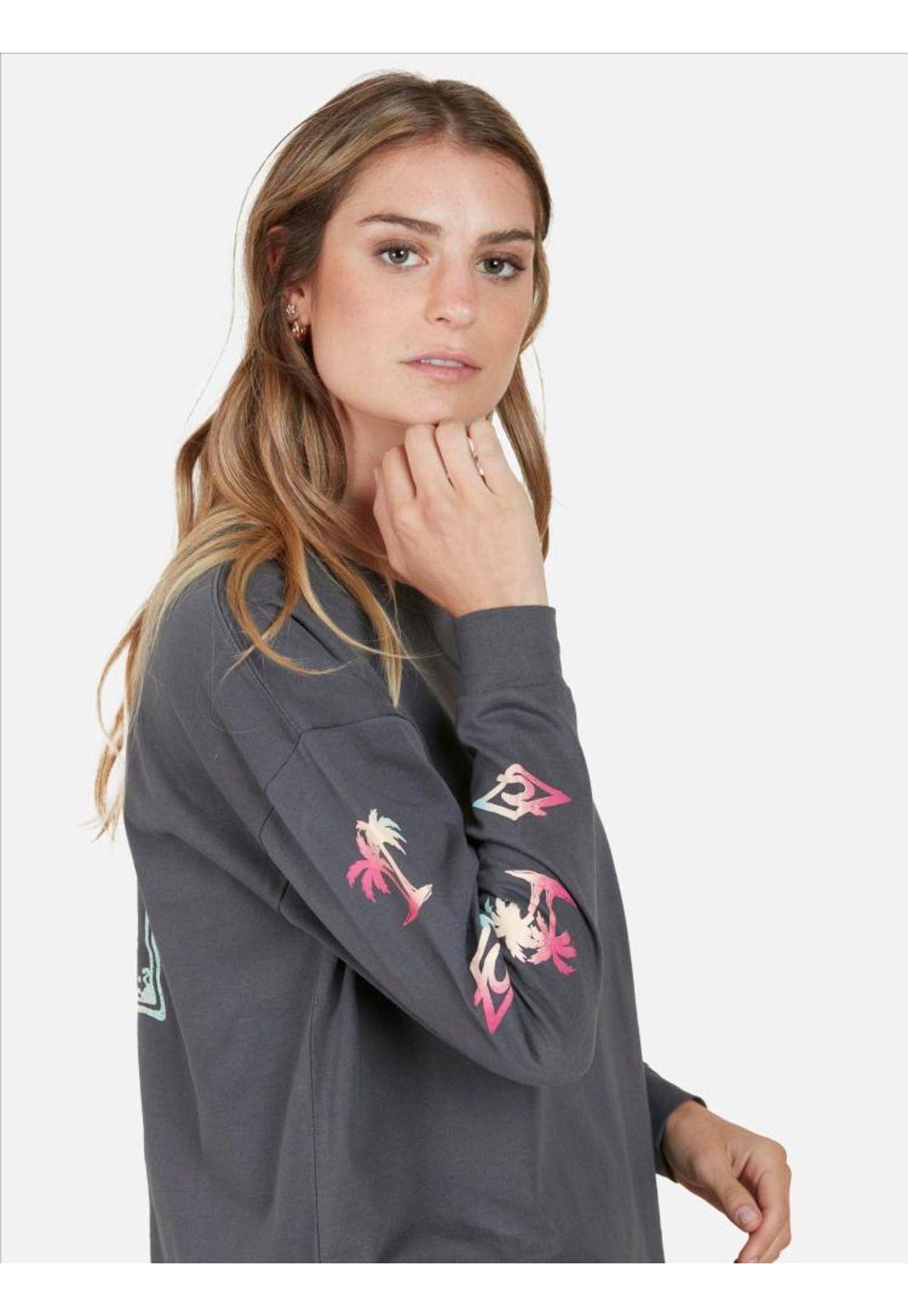 Polera ML Made by Surfers Mujer Gris Oscuro Rip Curl-4