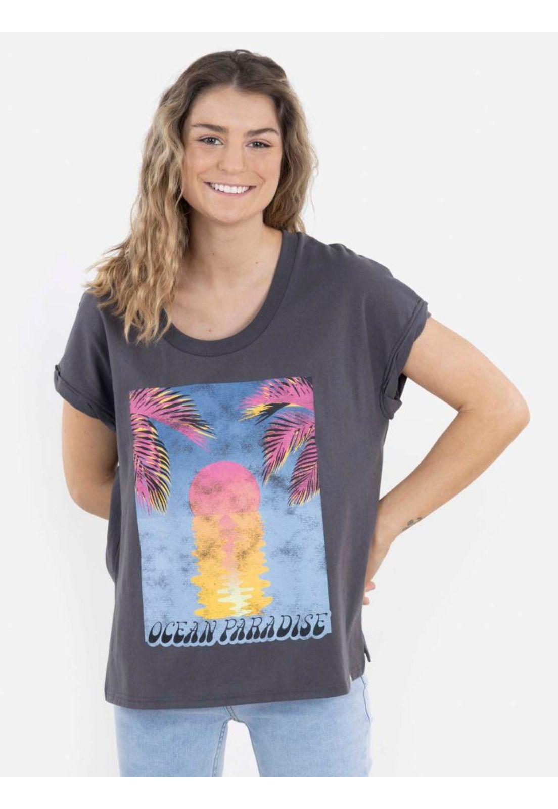 Polera OCEAN PARADISE MC Mujer Gris Oscuro Rip Curl-0