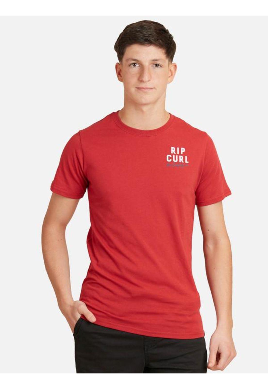 Polera M/C Basica Rojo Juvenil Hombre Ripcurl-0