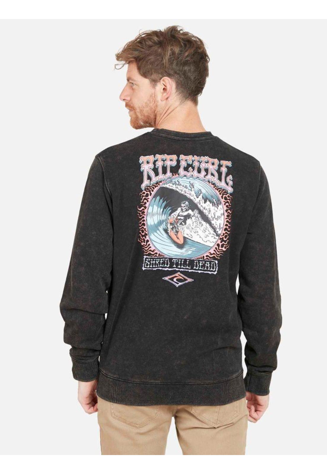 Poleron SHRED TILL DEAD CREW Hombre Negro Rip Curl-1