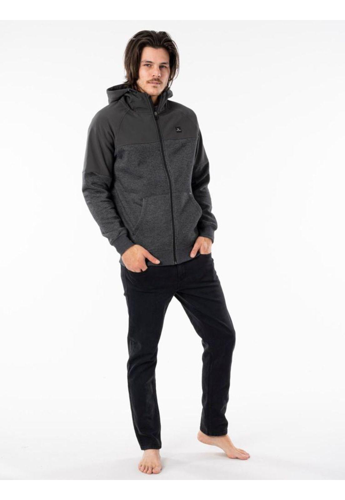 Poleron ANTI SERIES VIRAL ZIP THRU Hombre Negro Rip Curl-4