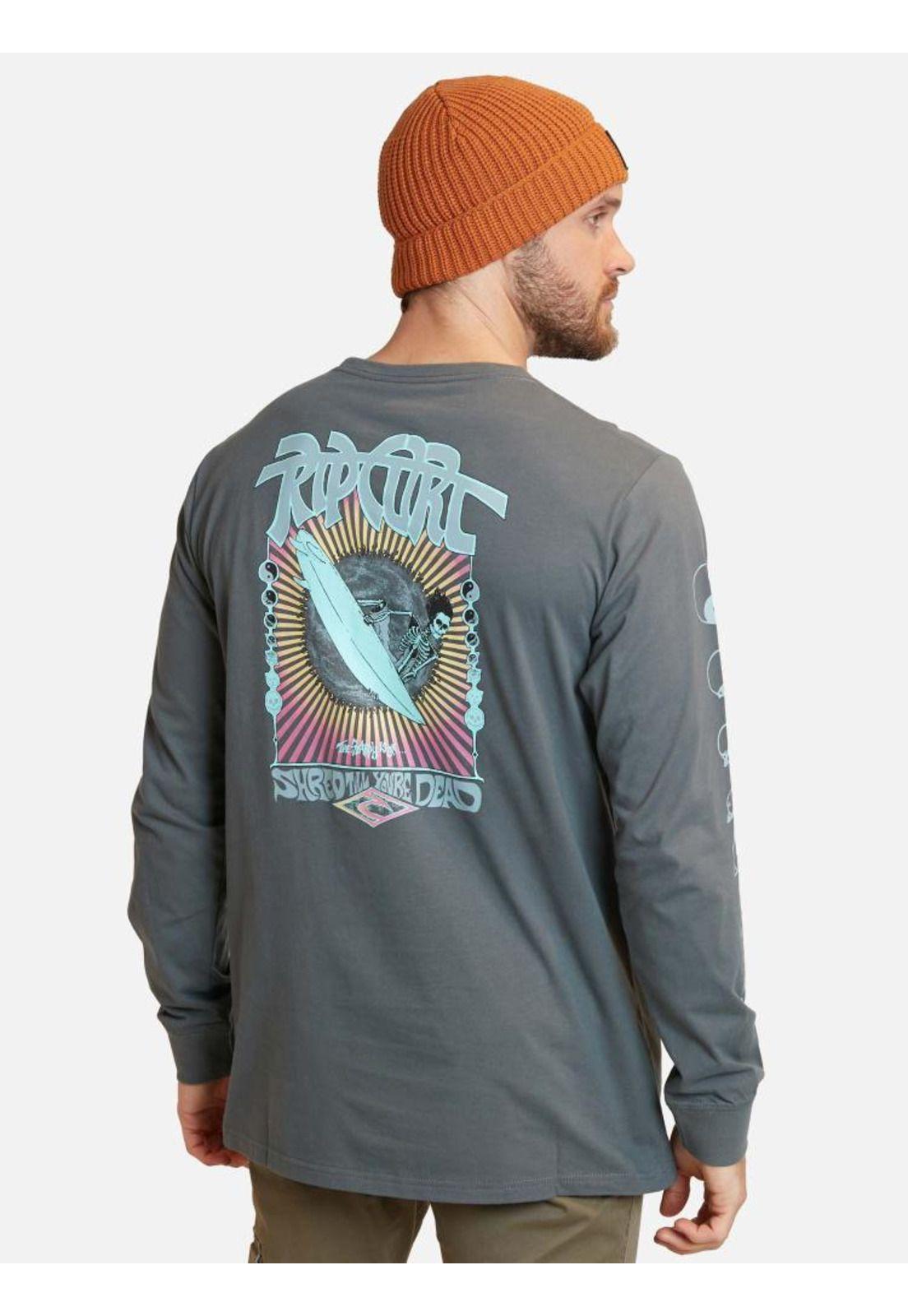 Polera Dead Shred Ls Tee Gris Hombre Rip Curl-1