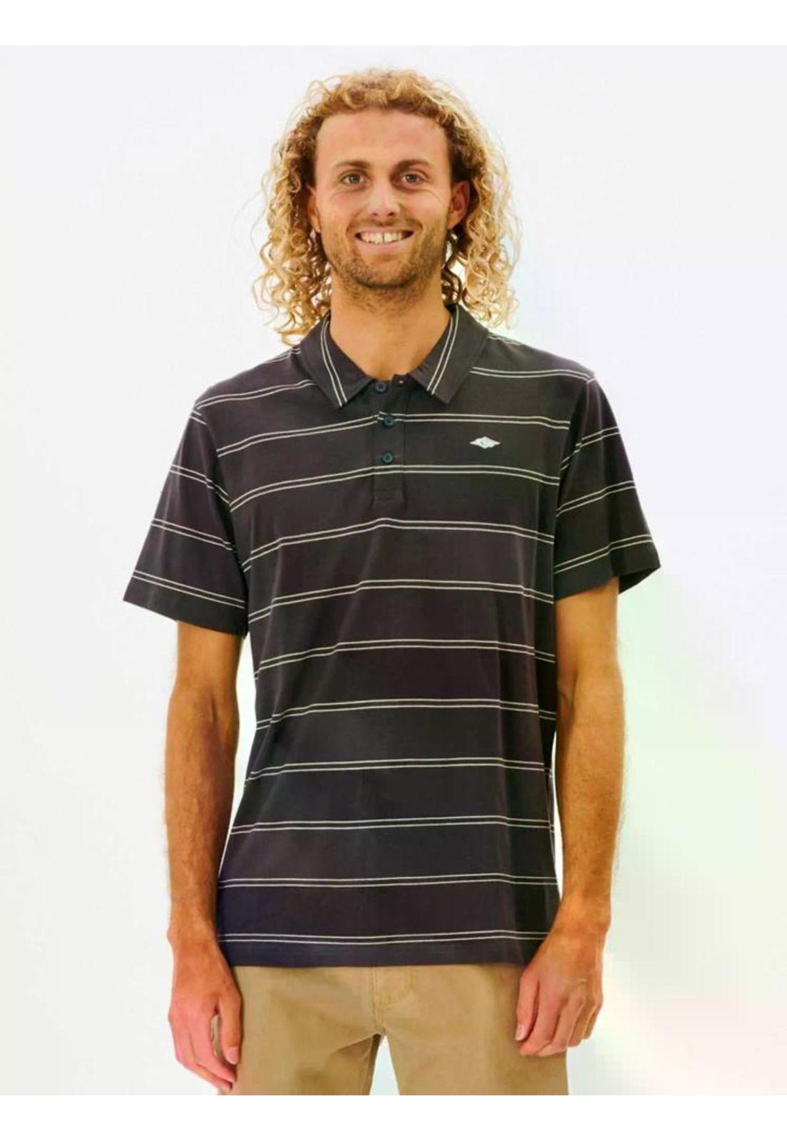 Polera PLAIN STRIPE POLO Hombre Negro Rip Curl-0