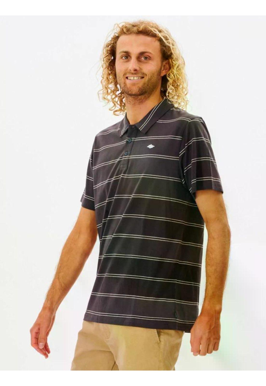 Polera PLAIN STRIPE POLO Hombre Negro Rip Curl-3