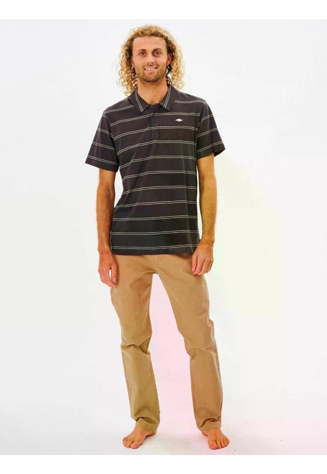 Polera PLAIN STRIPE POLO Hombre Negro Rip Curl-4