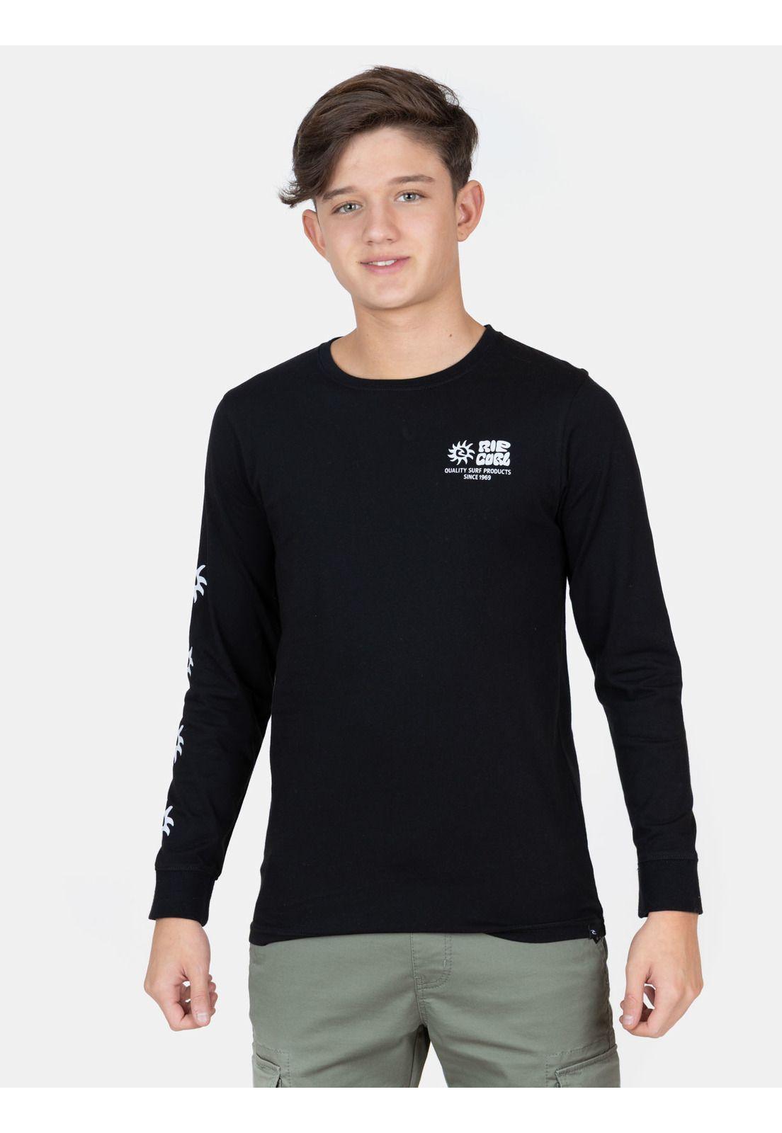 Polera ML Pacific Rinse Glass Off Negro Infantil Rip Curl-0