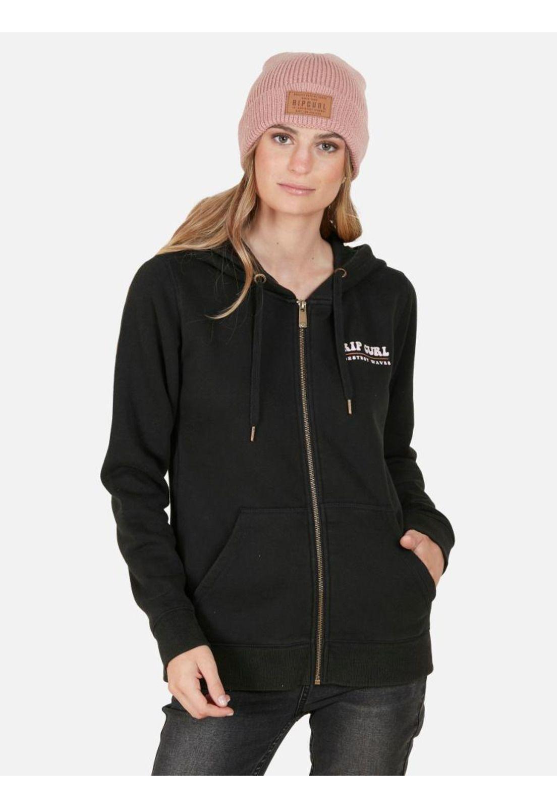 Poleron Destroy Waves Full Zipper Negro Mujer Rip Curl-0