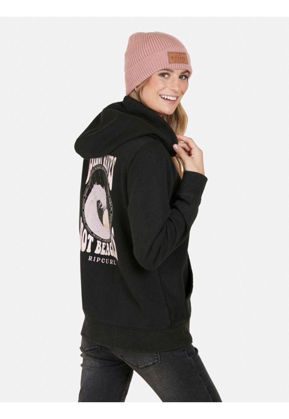 Poleron Destroy Waves Full Zipper Negro Mujer Rip Curl-1