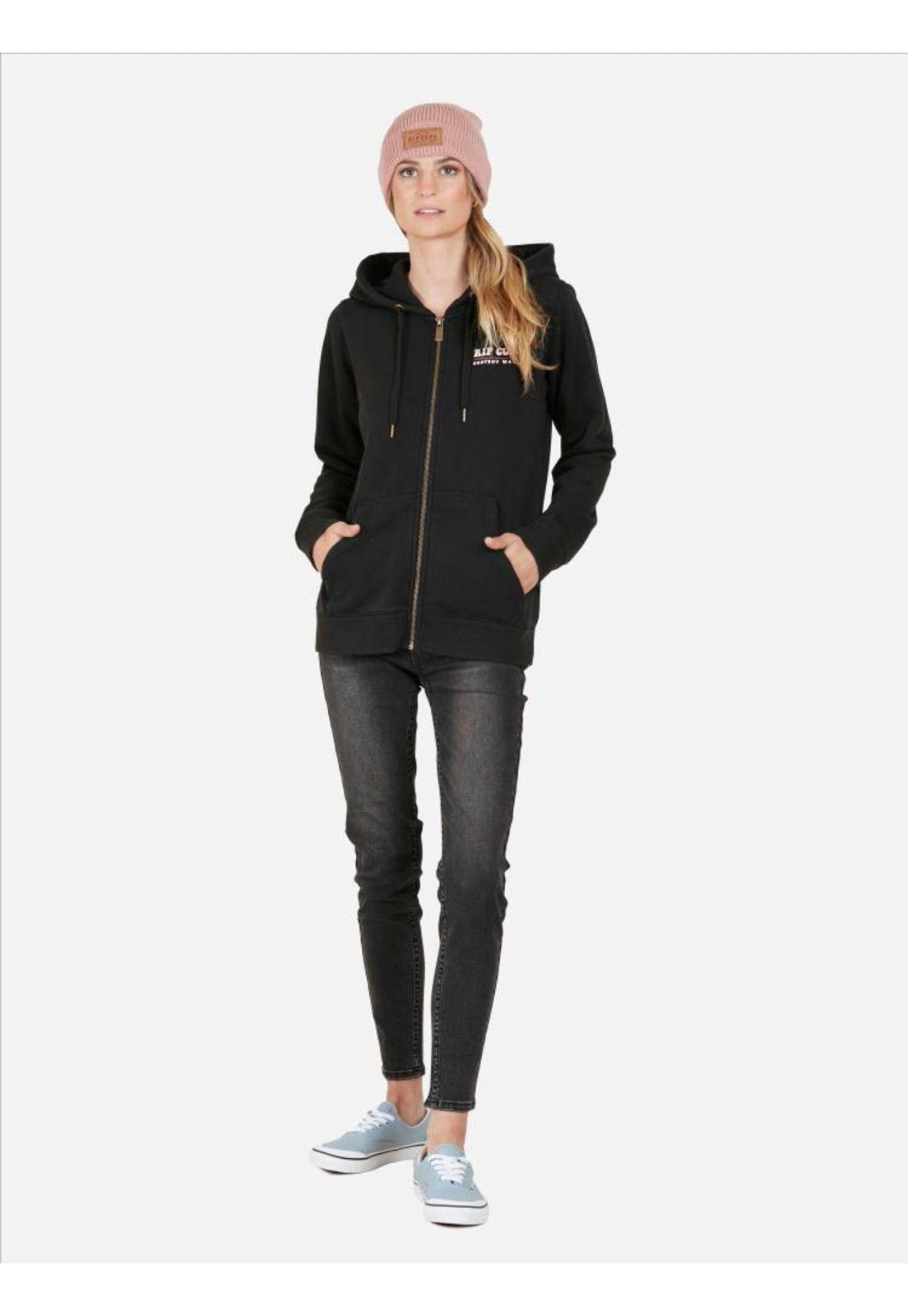 Poleron Destroy Waves Full Zipper Negro Mujer Rip Curl-3
