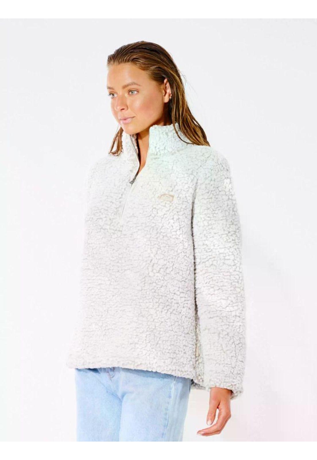 Poleron DARK N STORMY 1/4 ZIP CREW Mujer Blanco Rip Curl-3