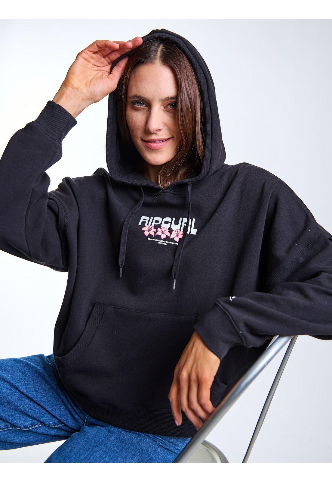 Poleron Canguro Llico Negro Mujer Rip Curl-1