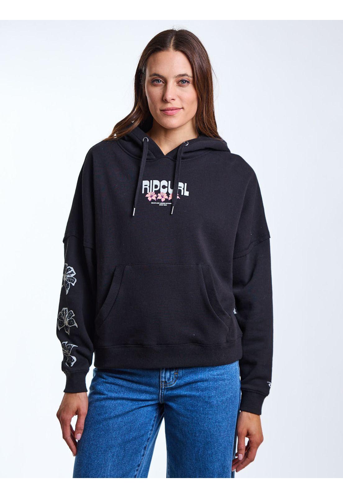 Poleron Canguro Llico Negro Mujer Rip Curl-2