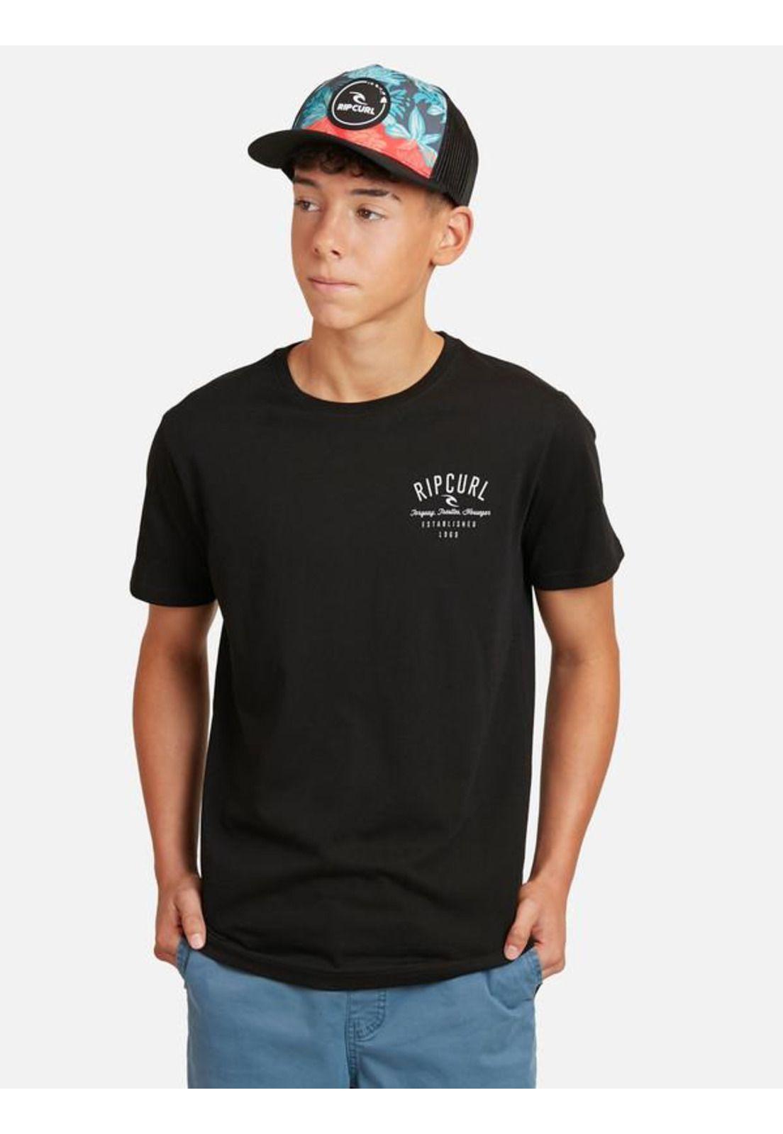 Polera M/C Basica Negro Juvenil Hombre Ripcurl-0