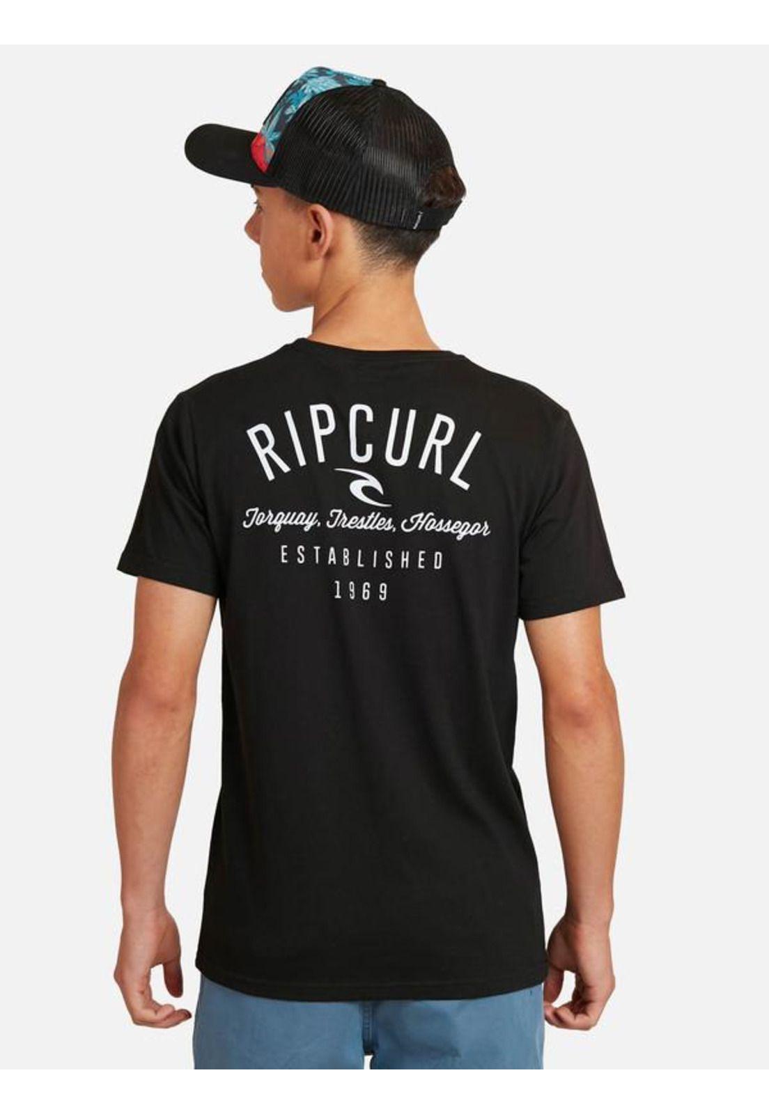 Polera M/C Basica Negro Juvenil Hombre Ripcurl-1