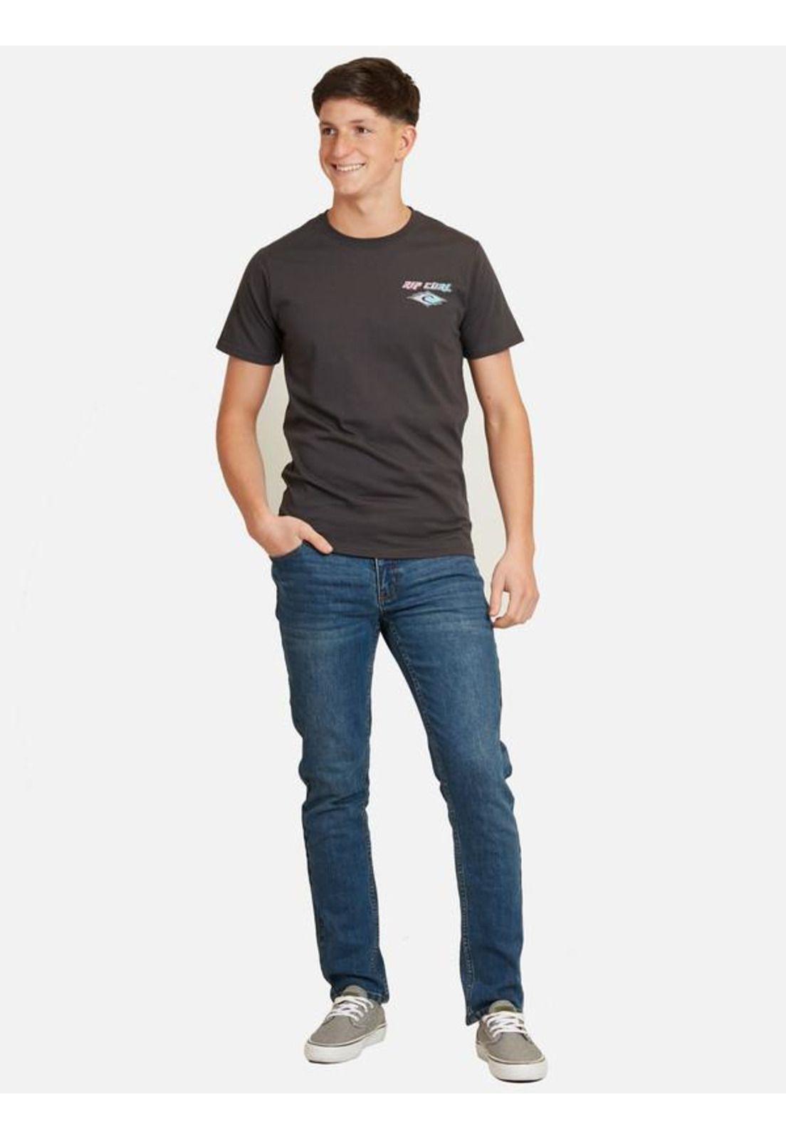 Polera M/C Basica Gris Oscuro Juvenil Hombre Ripcurl-3