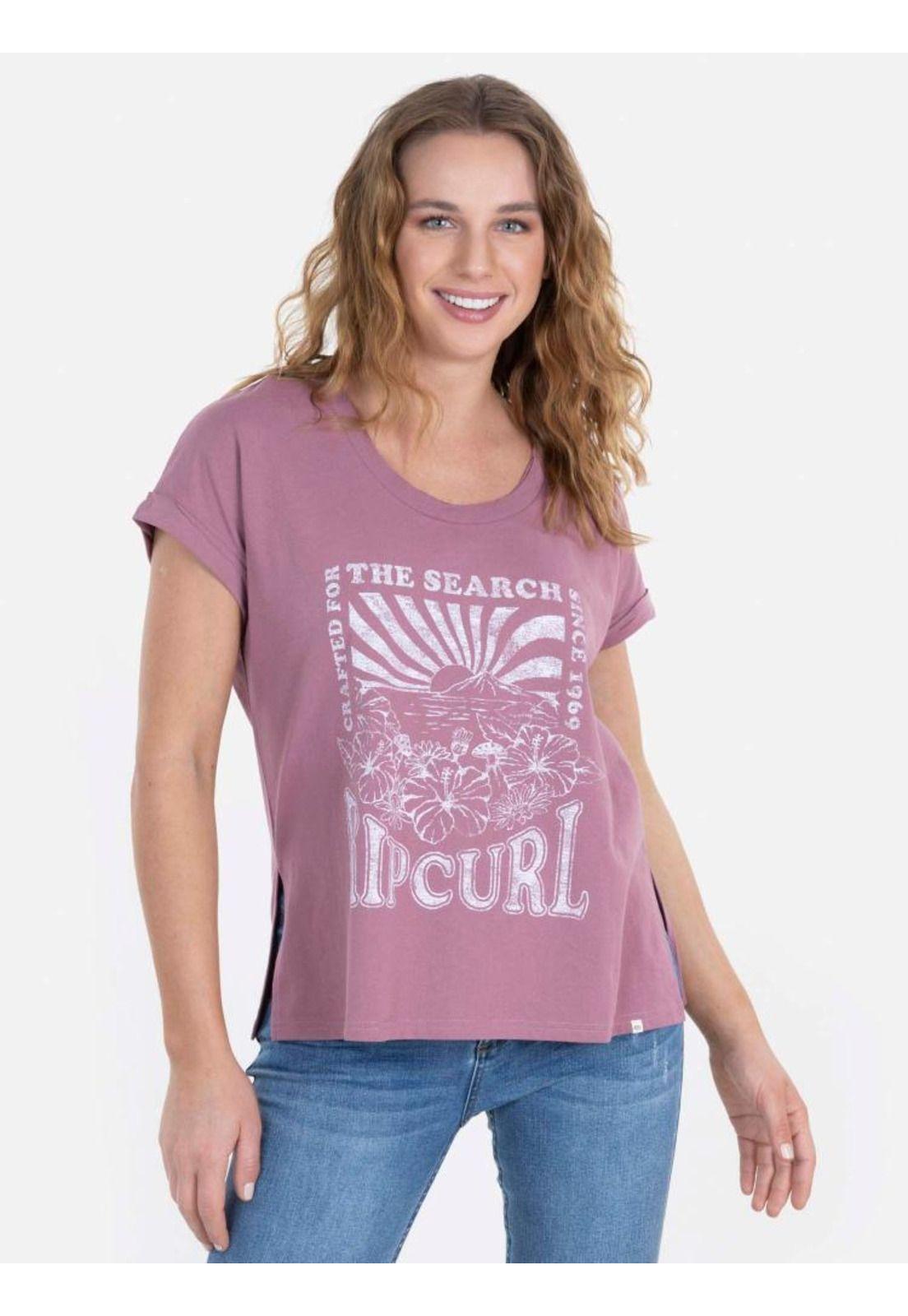 Polera CRAFTED FOR THE SEARCH MC Mujer Burdeo Rip Curl-0