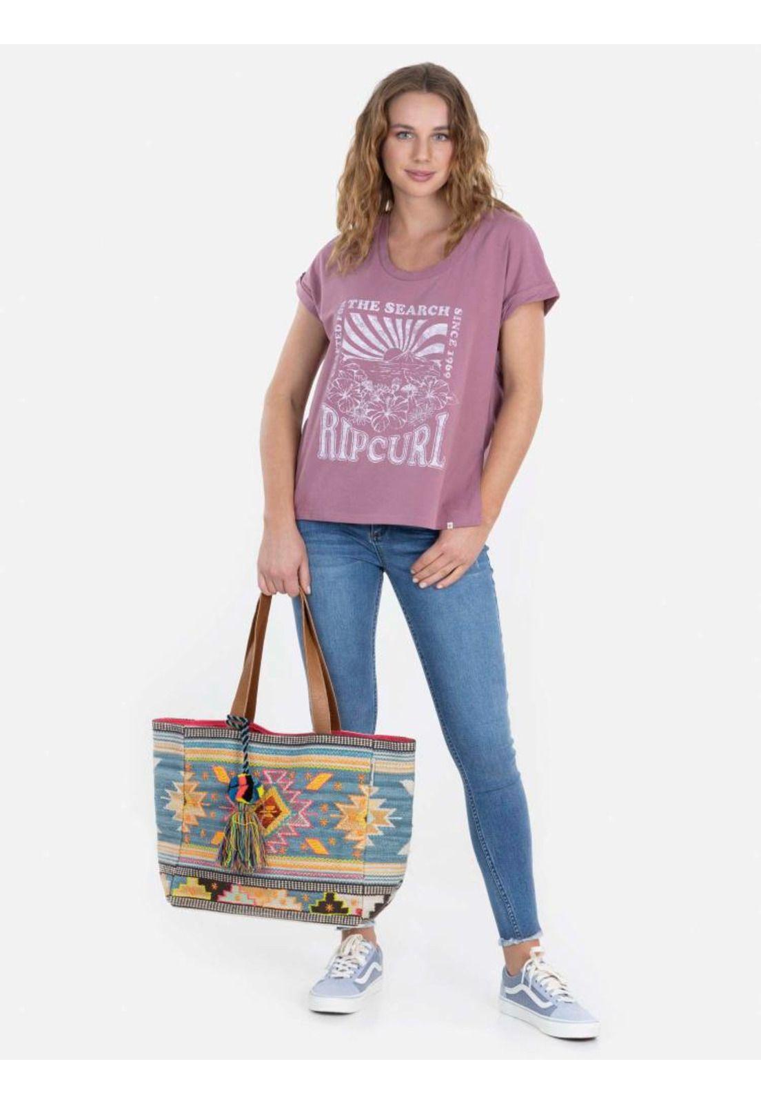 Polera CRAFTED FOR THE SEARCH MC Mujer Burdeo Rip Curl-4