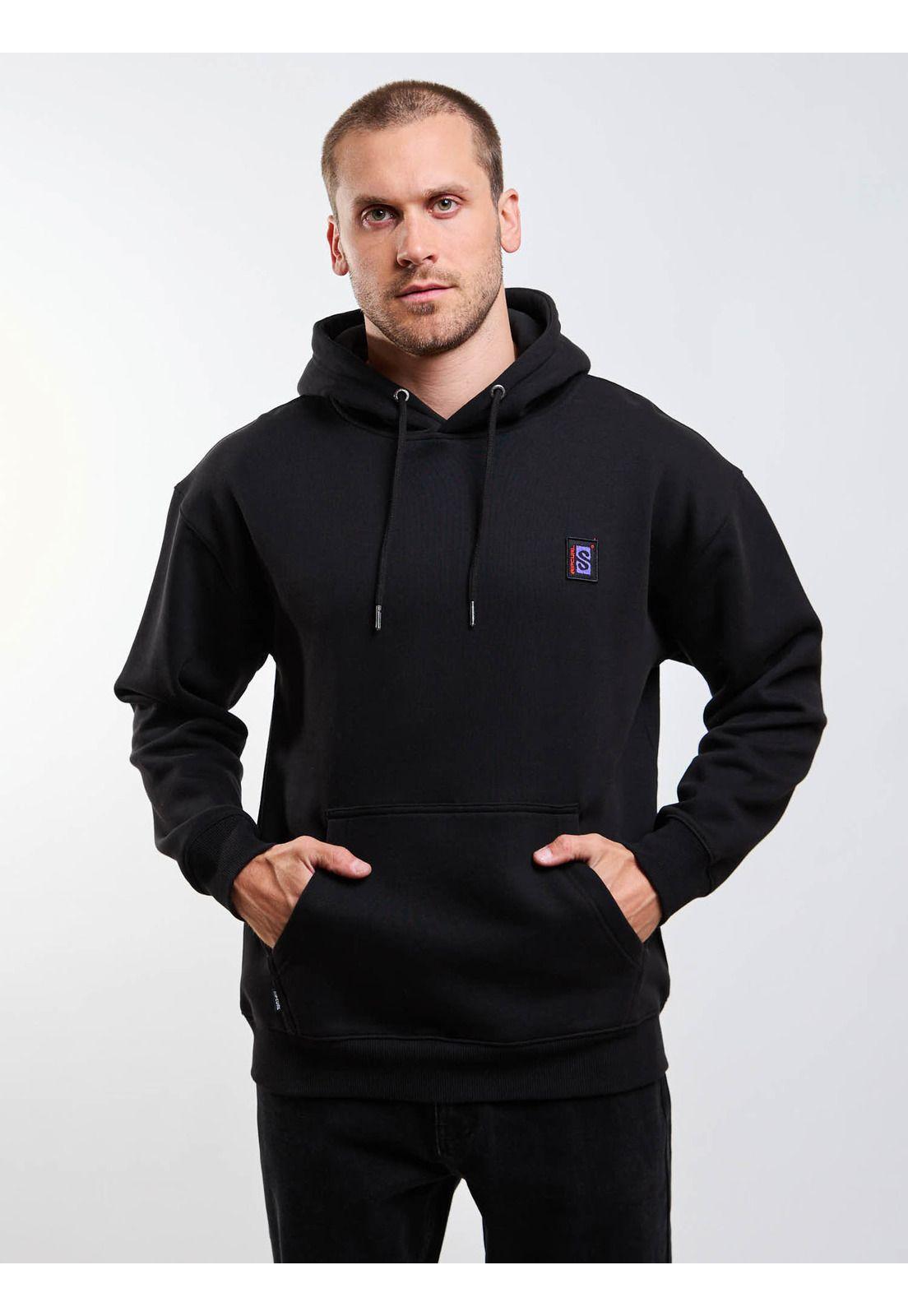 Poleron Canguro Instinto Negro Hombre Rip Curl-0