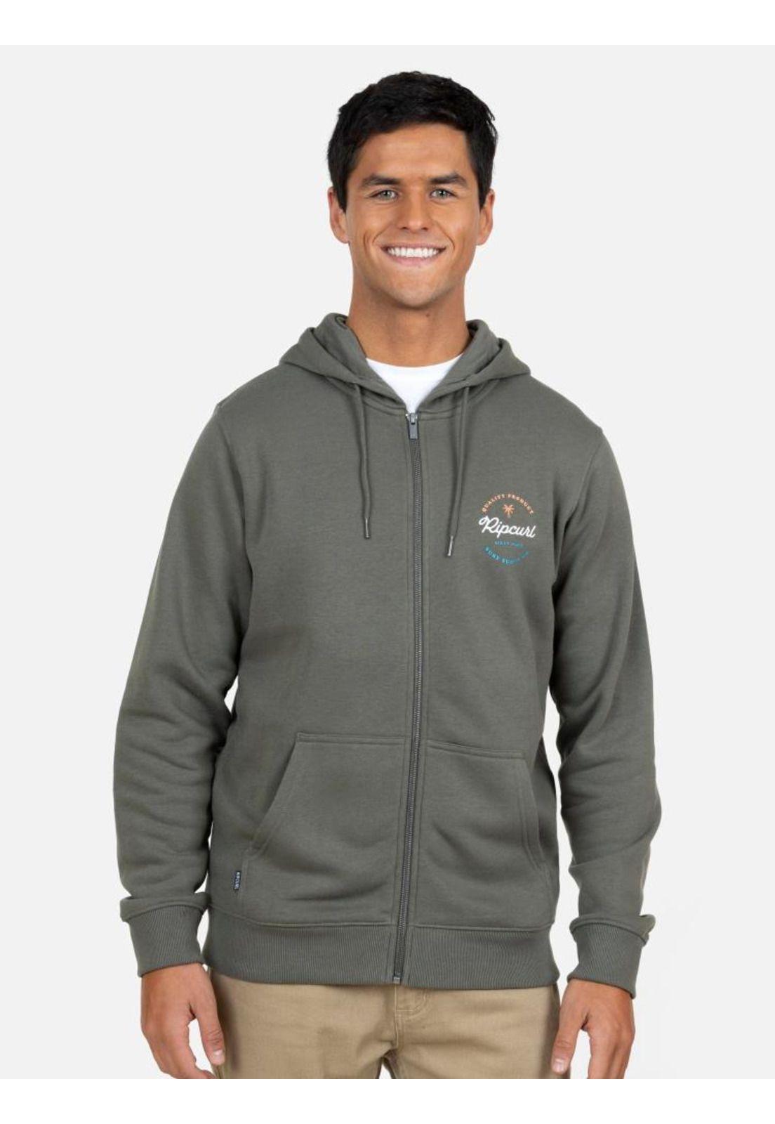 Poleron Fullzipper Hombre 6O235-MV22 Verde Militar Rip Curl-0