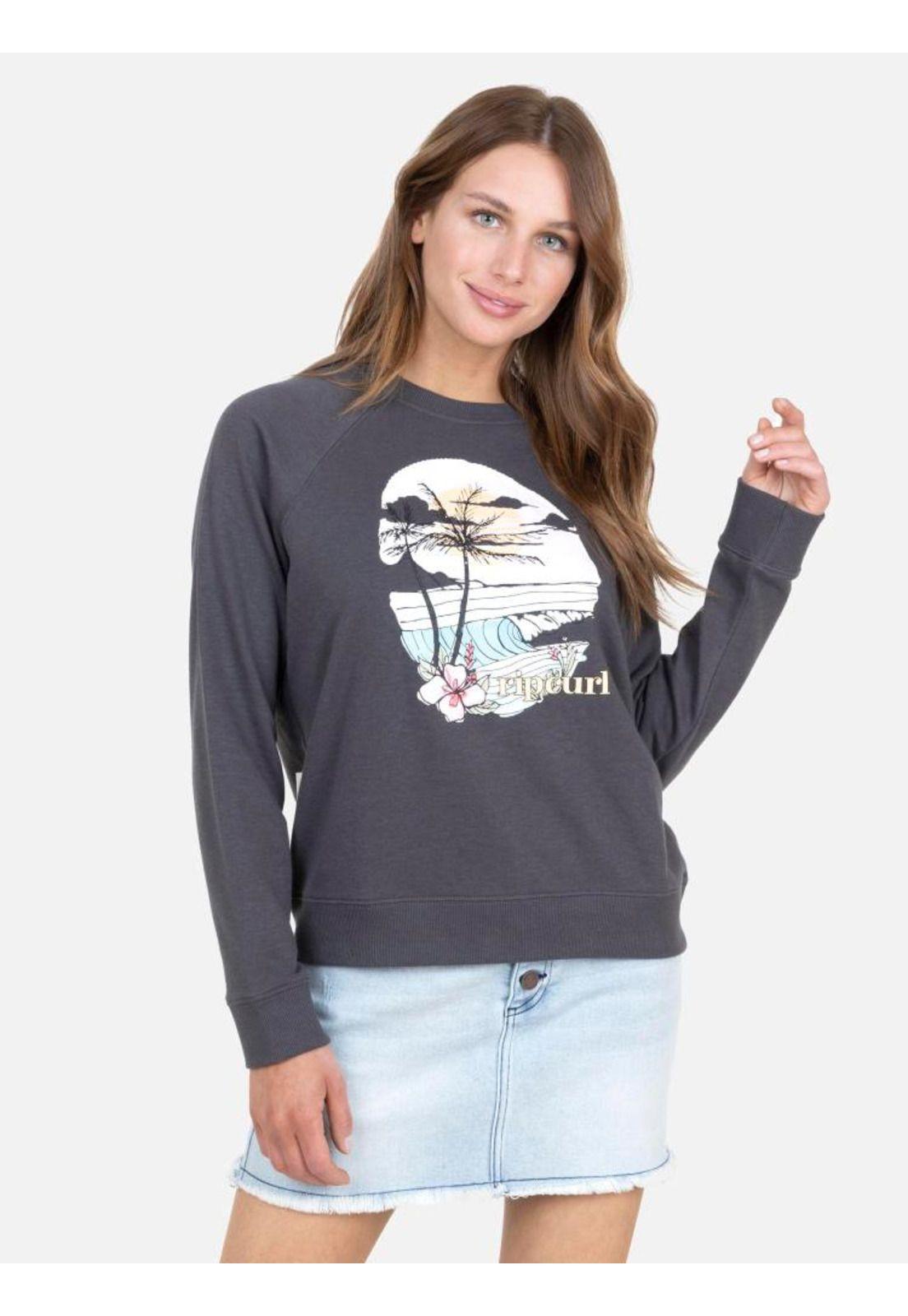 Poleron CR Mujer 6O207-WV22 Gris Oscuro Rip Curl-0