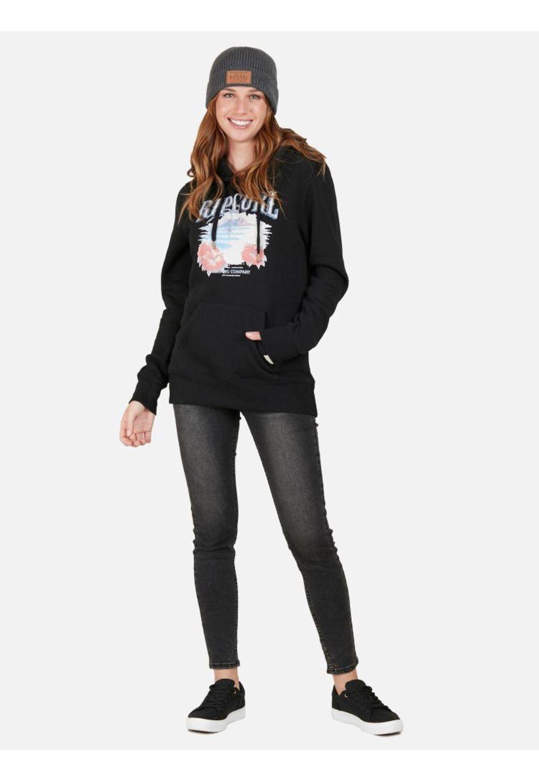 Poleron Canguro Island  Mujer Negro Rip Curl-3