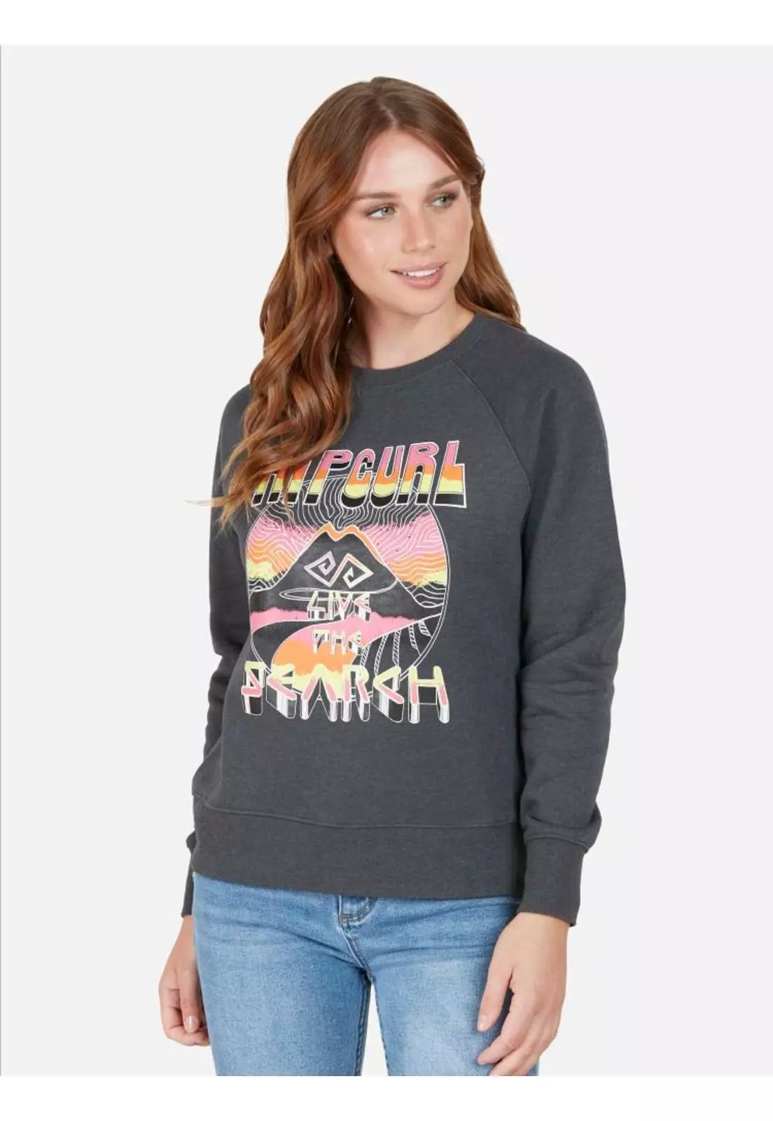 Poleron LTS Crew Gris Oscuro Mujer Rip Curl-0