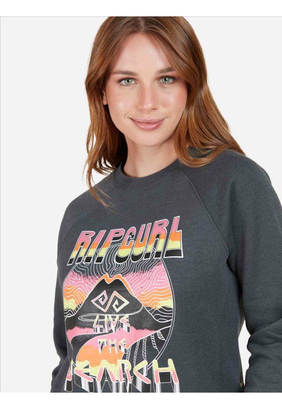 Poleron LTS Crew Gris Oscuro Mujer Rip Curl-2