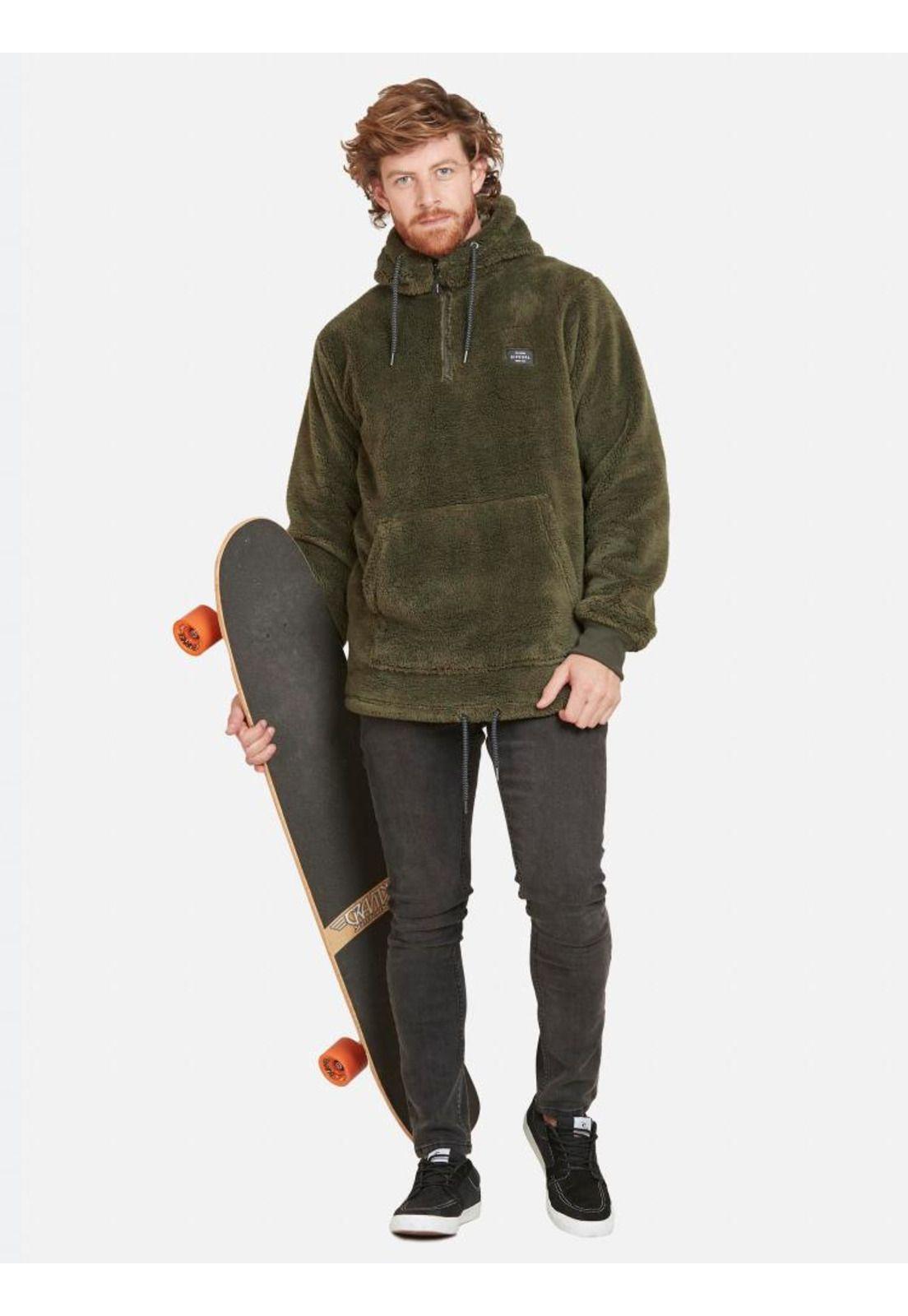 Poleron NEW K Hombre Verde Militar Rip Curl-3