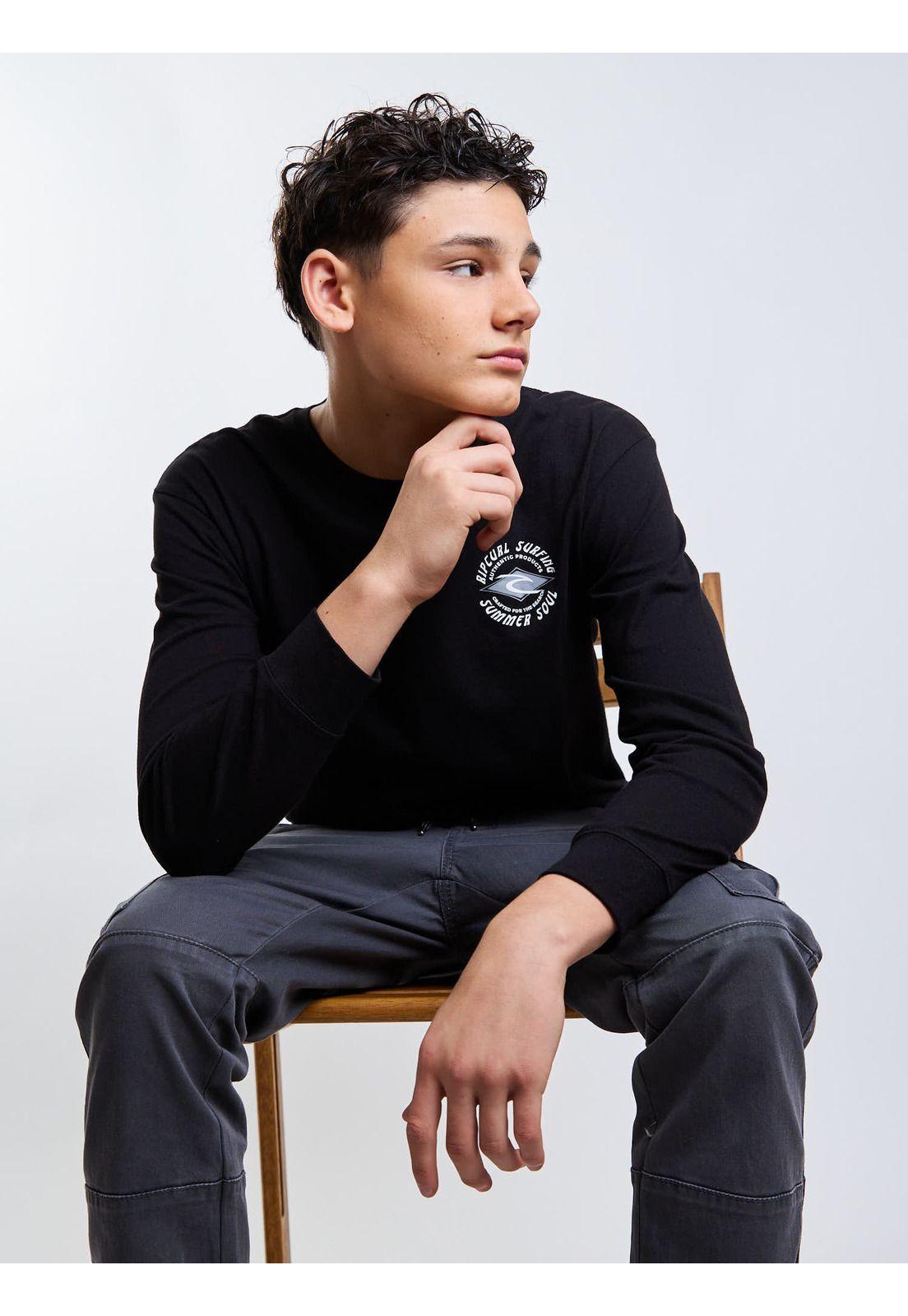 Polera ML Southwave Negro Infantil Rip Curl-5