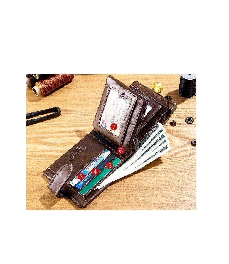 Billetera Vintage Para Hombre De Cuero Genuino Bullcaptain-4