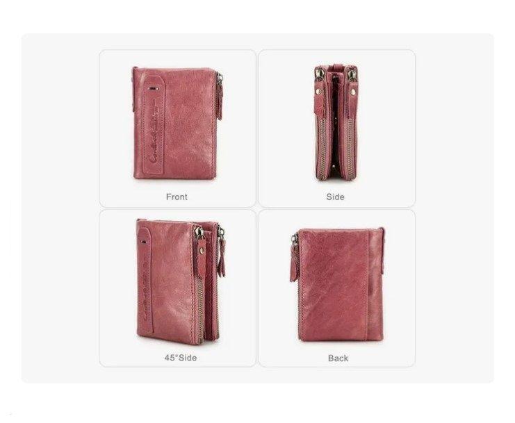Billetera De Cuero Para Mujer Marca Contact's Color Rosa-3