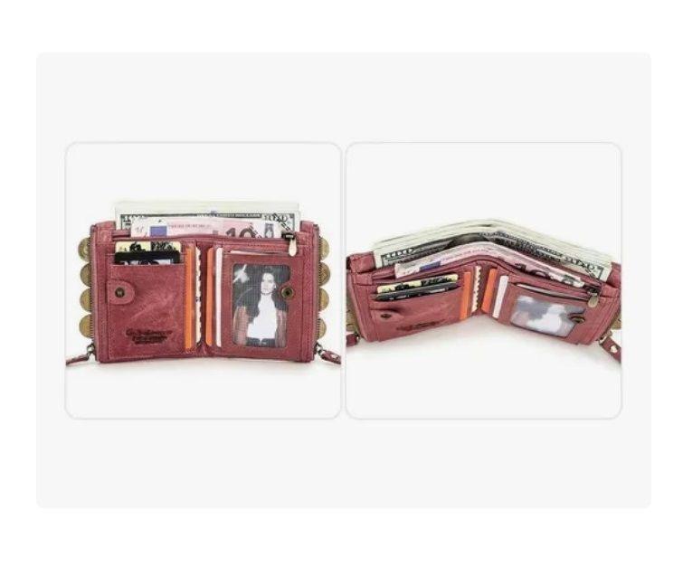 Billetera De Cuero Para Mujer Marca Contact's Color Rosa-4