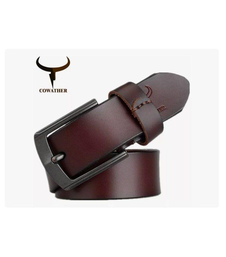Cinturón De Cuero Marca Cowather Modelo XF012 Color Café Oscuro-7