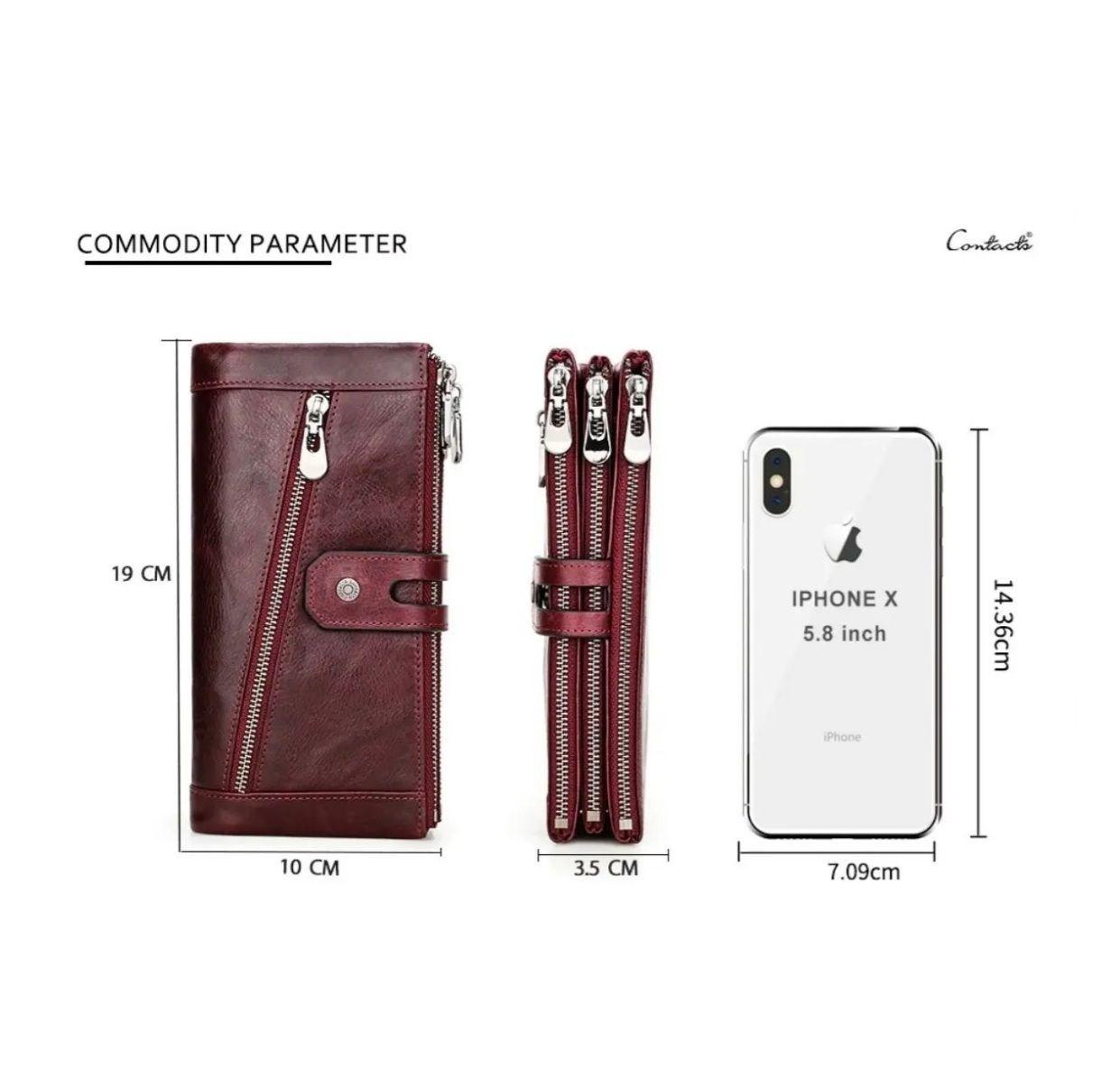 Billetera Femenina Cuero Larga Marca Contacts Modelo C2190-2