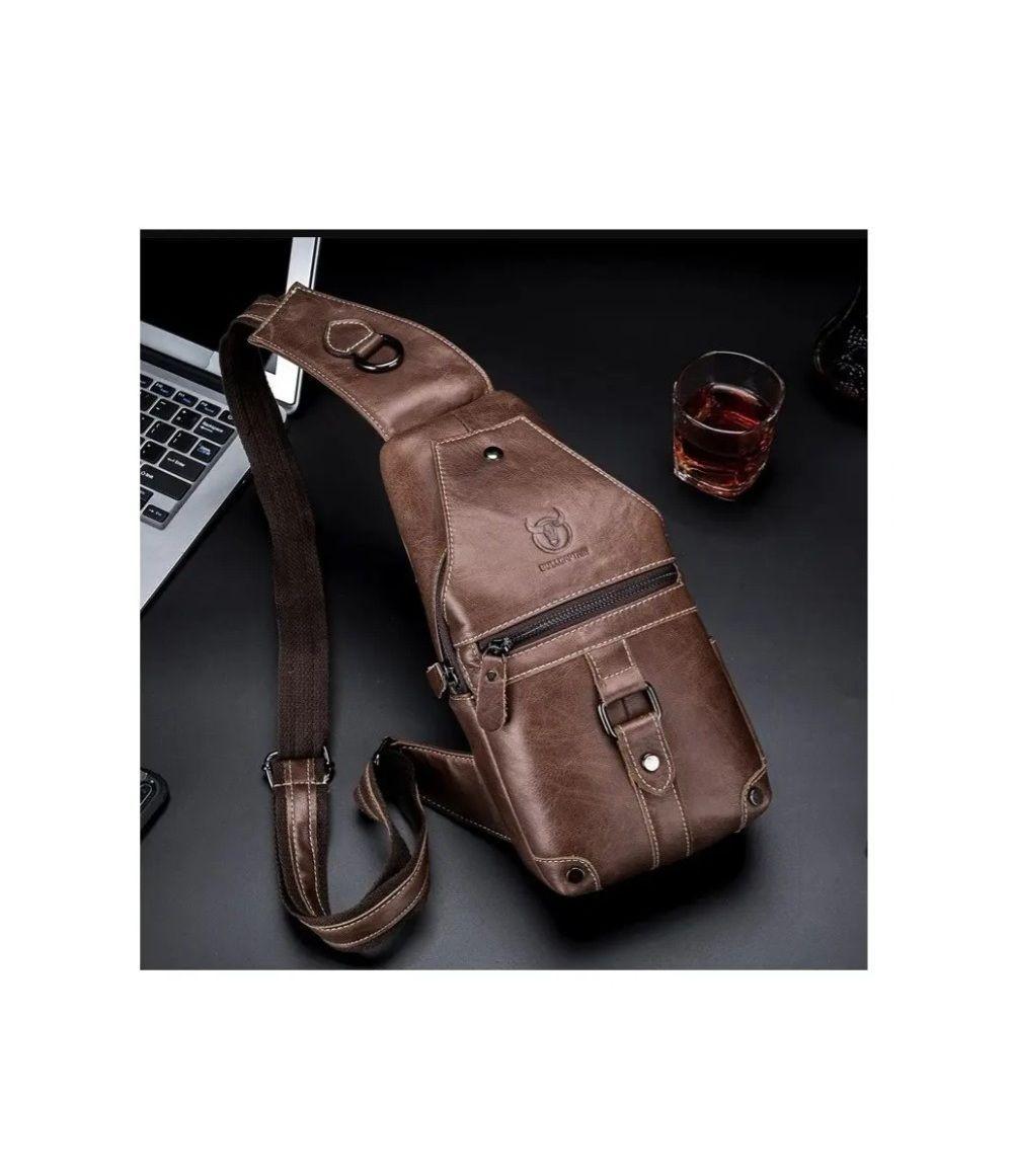Bandolera De Cuero Vintage Bullcaptain Modelo Xb130 Café-7