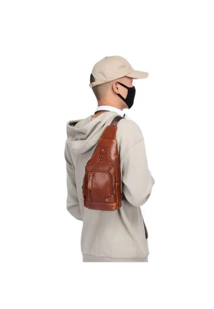 Bandolera De Cuero Marca Bullcaptain Modelo Xb129 Con Puerto Usb-2