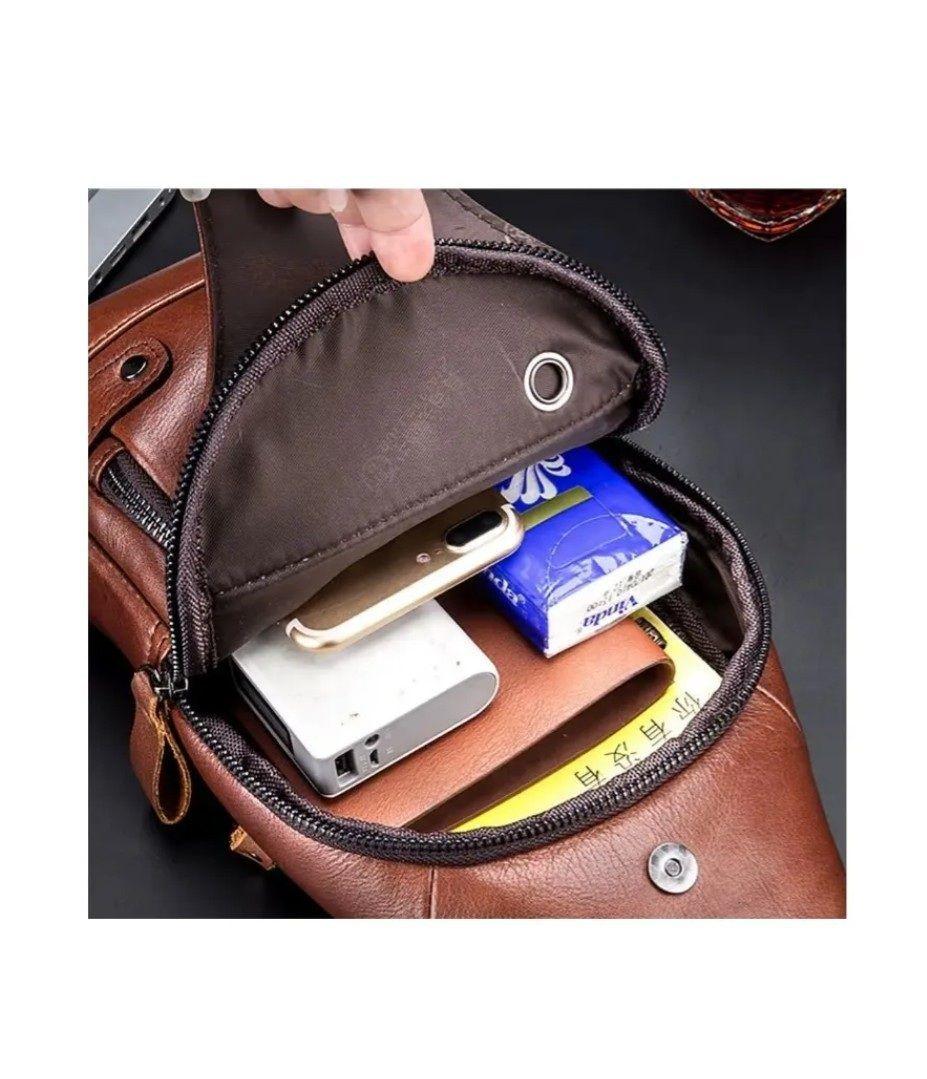 Bandolera De Cuero Marca Bullcaptain Modelo Xb129 Con Puerto Usb-5