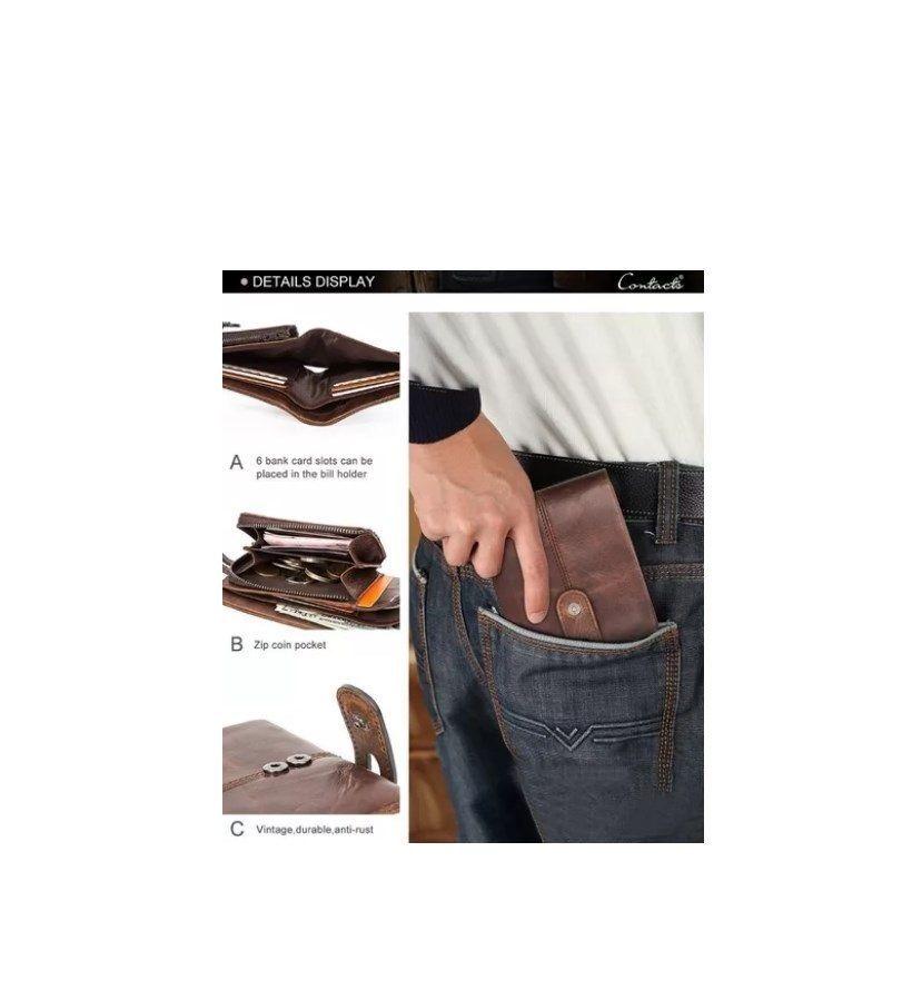 Billetera De Cuero Clásica Marca Contacts Modelo M1314-7
