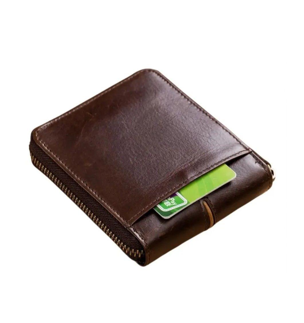 Billetera De Cuero Marca Bullcaptain Con Cierre Caf Oscuro-6