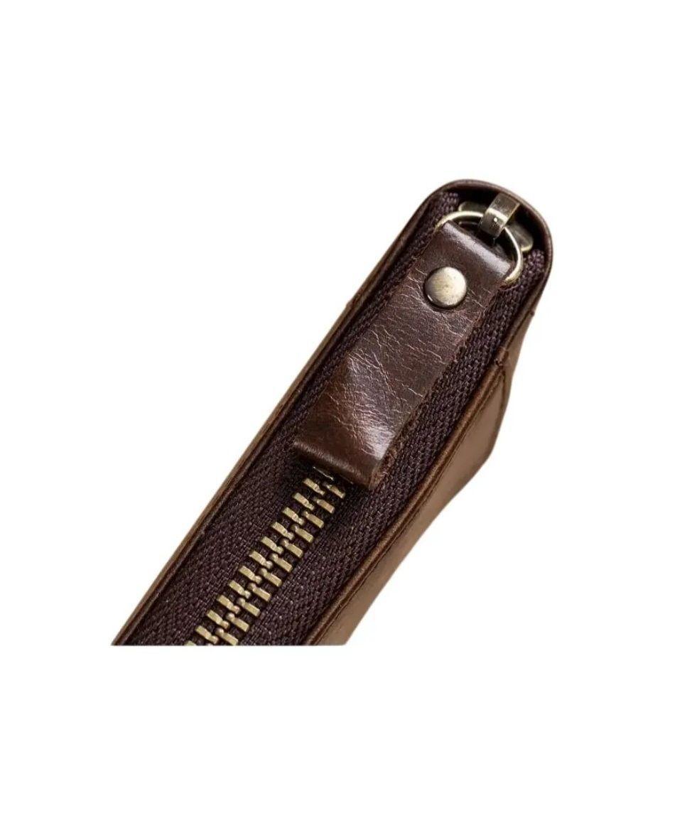 Billetera De Cuero Marca Bullcaptain Con Cierre Caf Oscuro-7